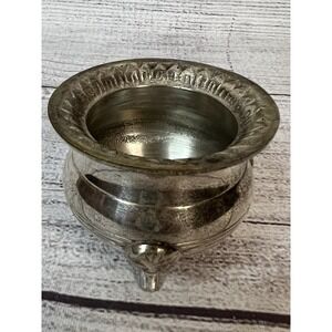Vintage Silver Plated Brass Three-Footed Salt Cellar